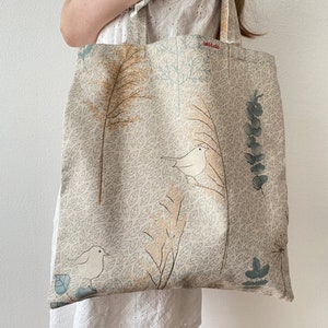 Grand sac en tissu coton motif oiseau. Sac de marché. Sac de vêtement. Femme sac en tissu. Toile de sac de plage. Sac d'été. Sac de plage.