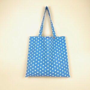 Sac en tissu à pois bleu bébé. Sac en tissu de coton à pois. Sac en tissu à pois.