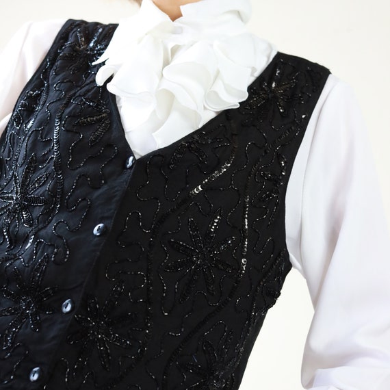 80s Black knitted sparkly vest