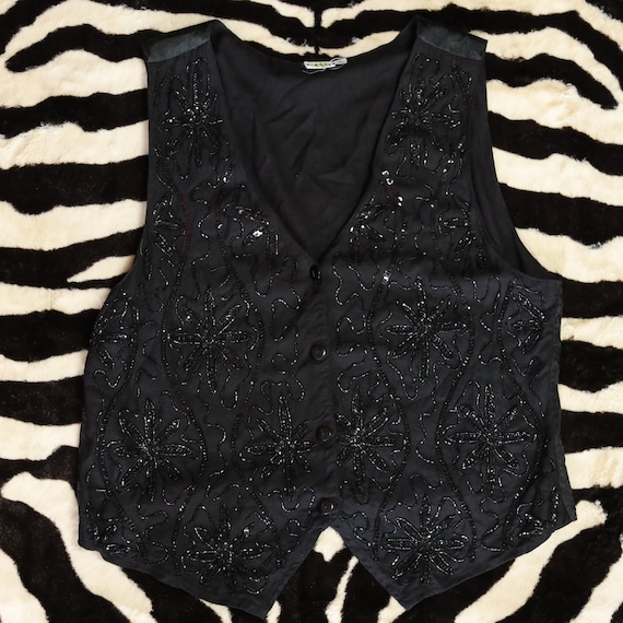 80s Black knitted sparkly vest