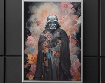 Darth Vader Floral Art Print: Modern Eclectic Home Decor