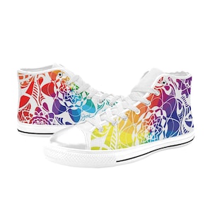 Rainbow Shoes | Colorful Sneakers | Custom made | Cute Shoes | Casual Shoes | High Top Converse Style Shoes for Women Adults