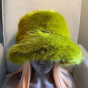 Incredibly Soft Fur Fluffy Fuzzy Bucket Hat Vegan Fur Hat image 3