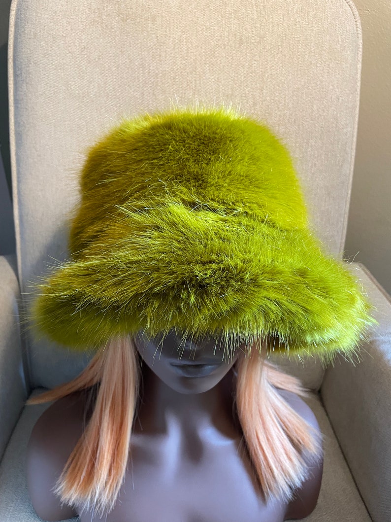 Incredibly Soft Fur Fluffy Fuzzy Bucket Hat Vegan Fur Hat image 3