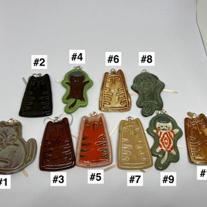 Hand-painted Ceramic Cat Ornaments | Stoneware | Pottery | Hand-made | Christmas | Decoration | Clay |