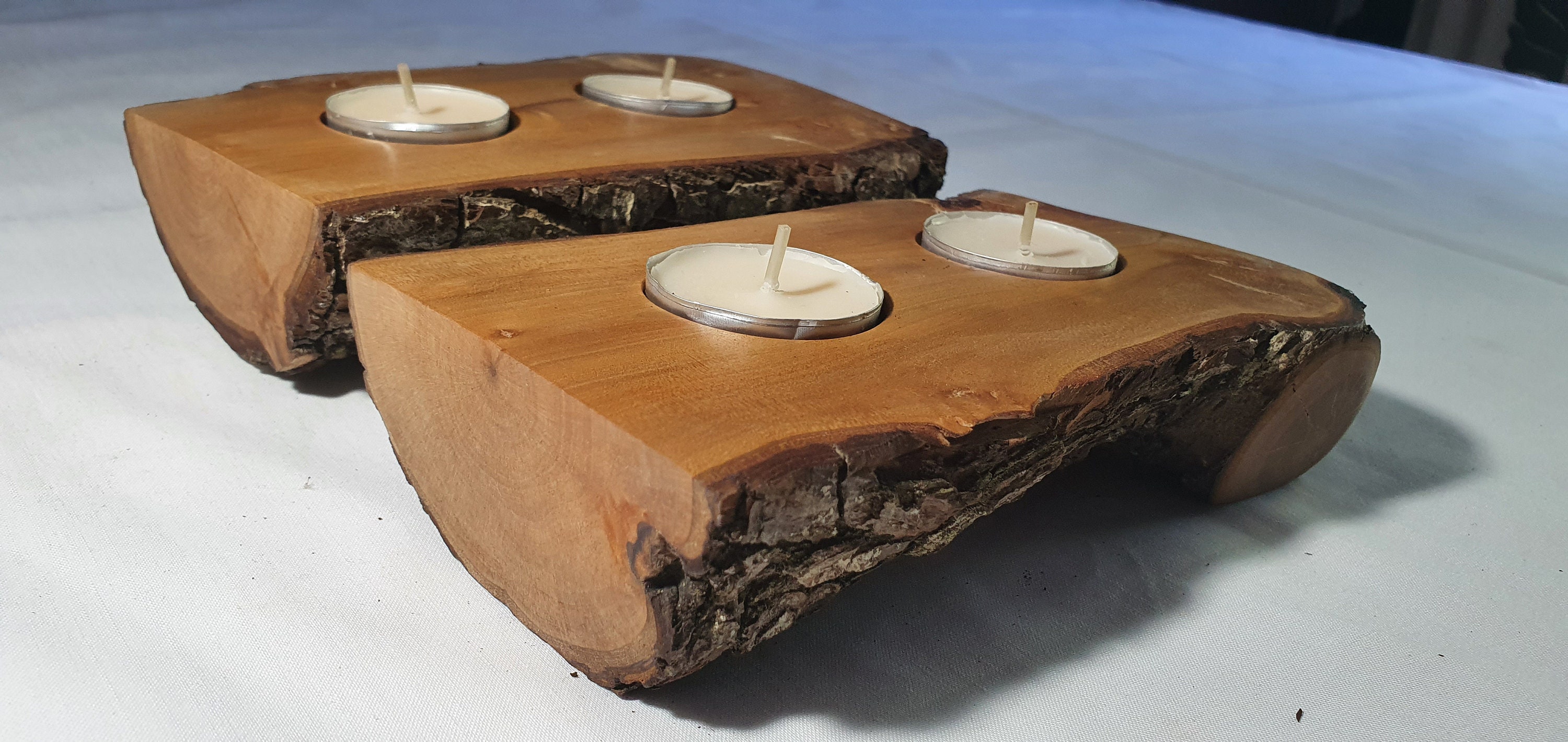 Wood Tea Light Candle Holder Set Handmade. Etsy UK