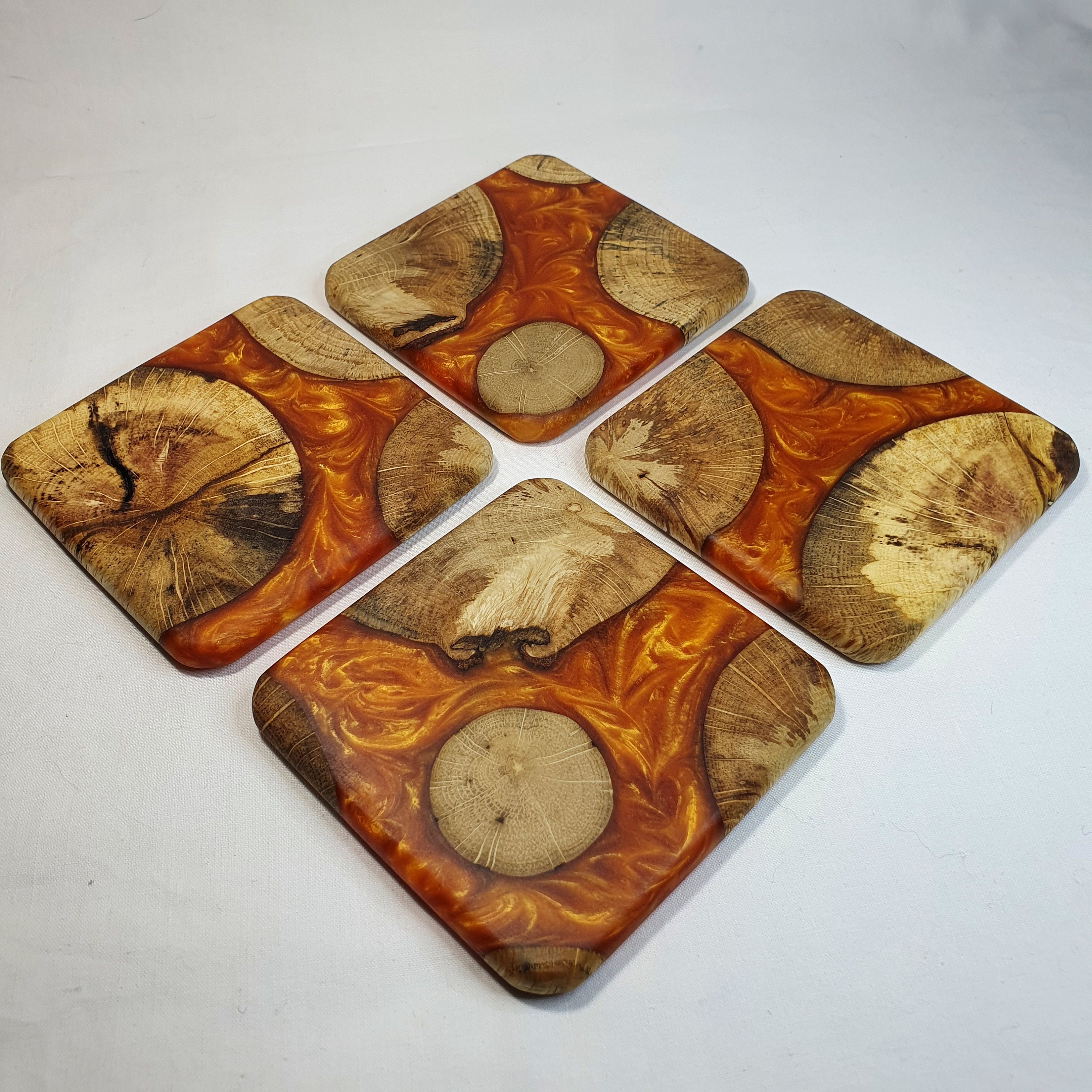 Drinks Coaster Set Handmade from Resin and A Variety Of Woods Etsy
