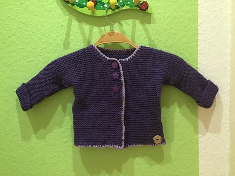 Ready to Ship 62-68 Cardigan Purple Baby Child Hand Knitted Autumn Girl Gift J\u00e4ckchen Baby Cardigan Cotton Christmas Babygirl
