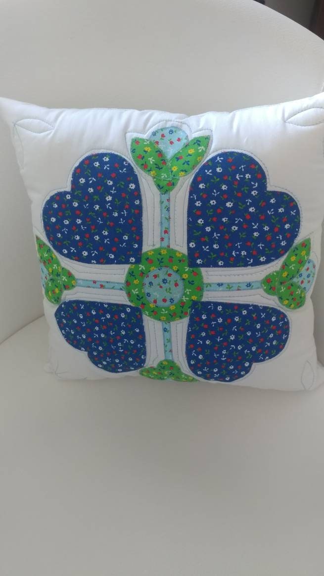 Blue hearts pillow 14 in by 14 in great for a baby's room Etsy