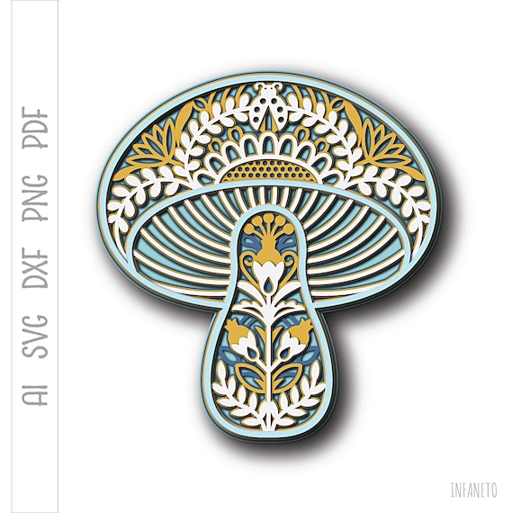 Layered Mandala Mushroom SVG: Laser Cut File, Cricut, Stencil (Digital File)