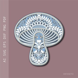 Multilayer Mushroom SVG, Paper Cut File, Layered Template, Cricut SVG, Mandala SVG, Laser Cut Digital File, Vector SVG, Silhouette SVG file.

This image is a layered SVG containing 5 (five) different layers, that you can place one on top of the other.

Digital files are created for cutting machines.