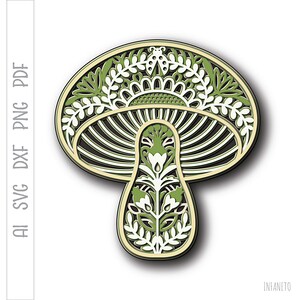 Multilayer Mushroom SVG, Paper Cut File, Layered Template, Cricut SVG, Mandala SVG, Laser Cut Digital File, Vector SVG, Silhouette SVG file.

This image is a layered SVG containing 5 (five) different layers, that you can place one on top of the other.

Digital files are created for cutting machines.