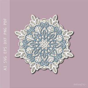 Schneeflocke SVG: 3D Mandala Laser Cut Datei (Digitaler Download)