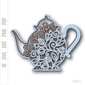 Teapot SVG, pliki warstwowe svg dla Cricut, obraz sylwetki, plik wycinany z papieru, szablon 3D, Tea svg, projekt rzemieślniczy DIY, pliki do wycinania