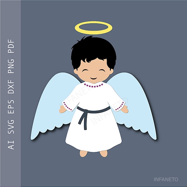 Angel SVG layered Paper cut svg Cut file Cricut project Guardian angel Spiritual decor Catholic svg Baby Shower svg