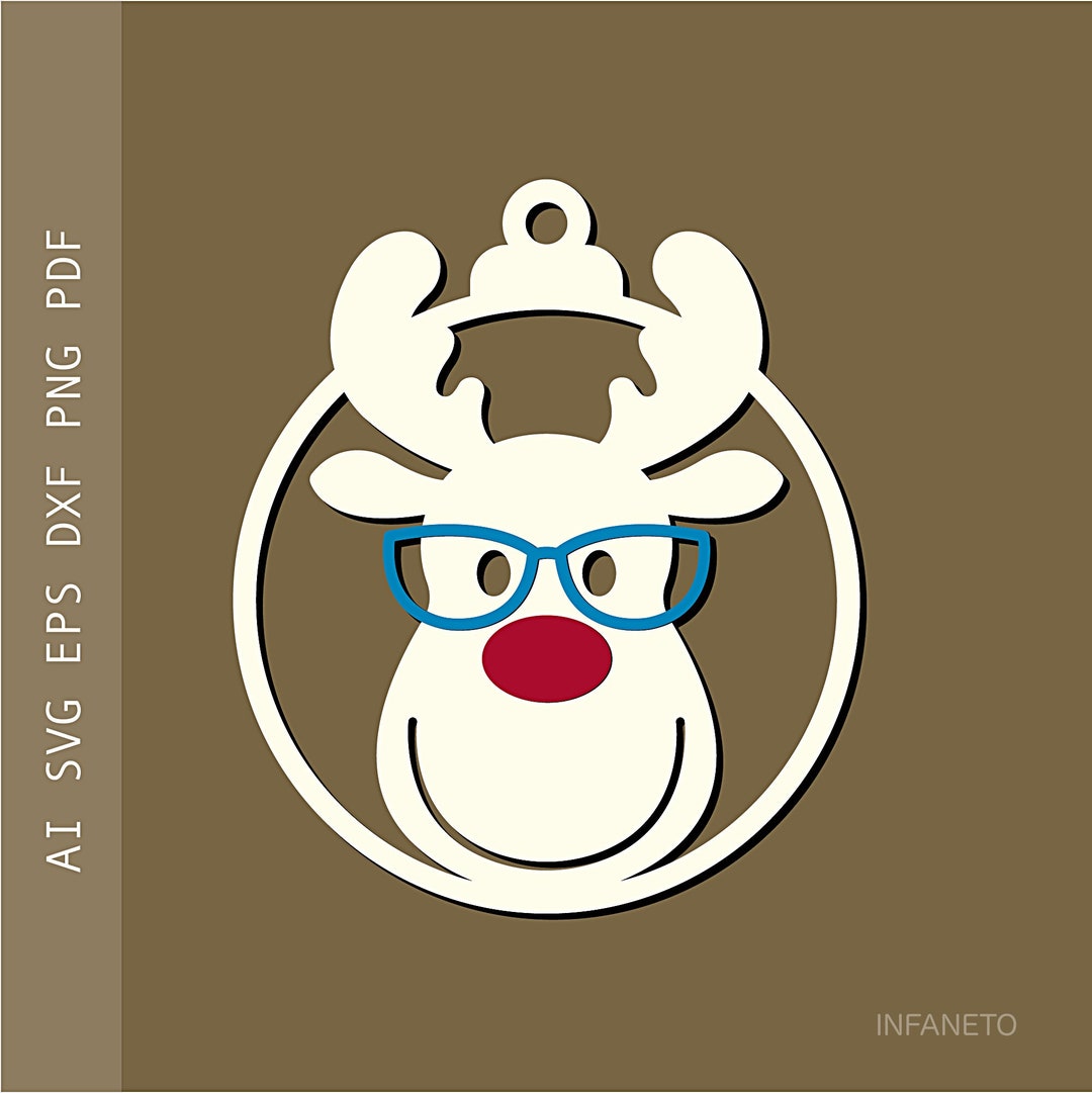 Reindeer Face SVG Laser Cut File Rudolf Svg Christmas Cricut Svg ...