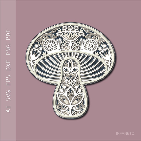 Multilayer mushroom SVG Paper cut file Layered svg files for Cricut 3D template Vector stencil Kid room svg Mandala svg Laser cut diy Multilayer mushroom SVG Paper cut file Layered svg files for Cricut 3D template Vector stencil Kid room svg Mandala svg Laser cut diy
