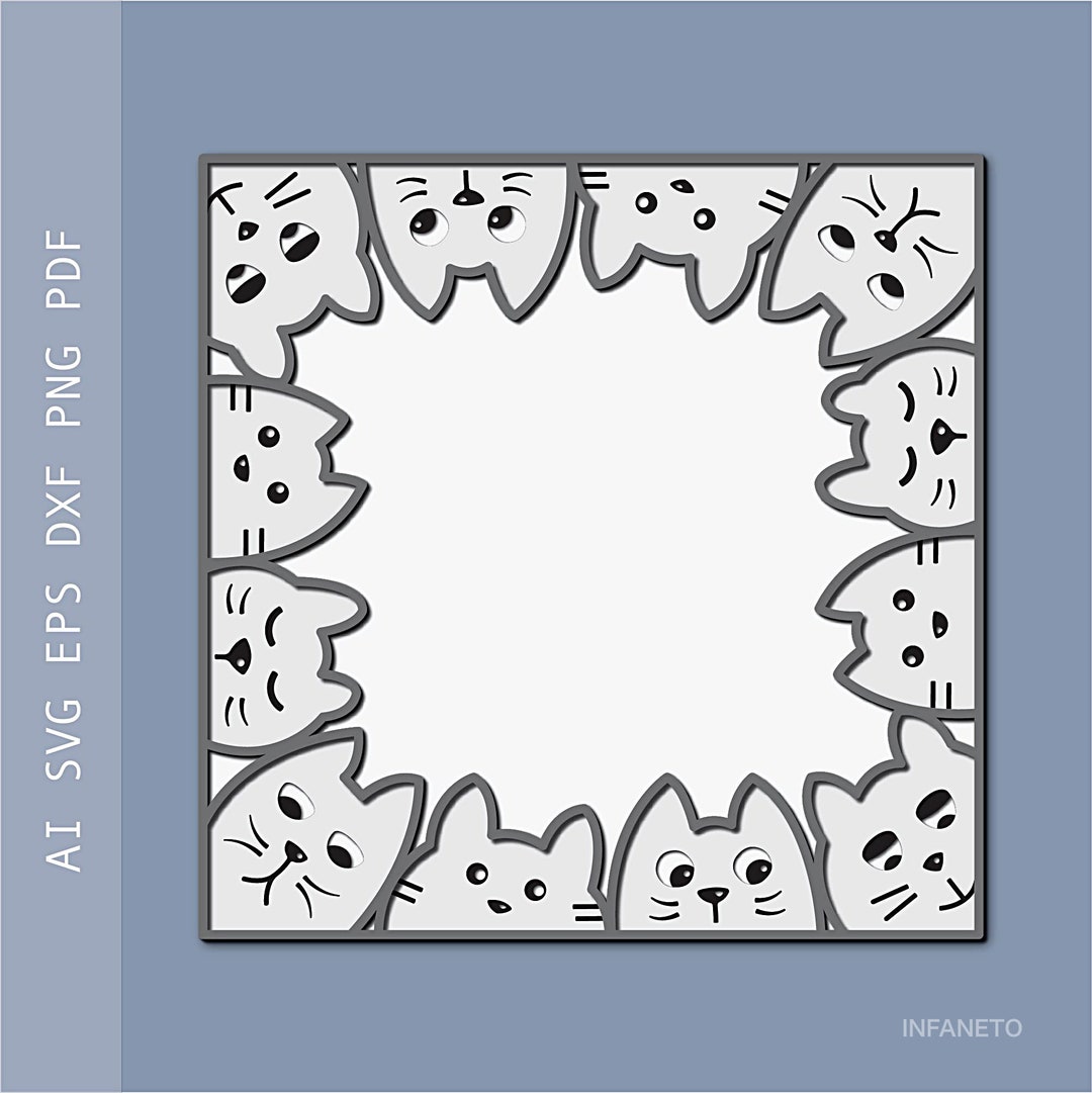 Cat Frame SVG, Cutting File, SVG Files for Cricut, Multilayer Svg, DIY ...