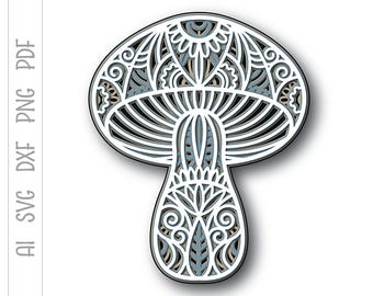 Mushroom Mandala SVG: Layered Stencil Cut File (Digital Download)