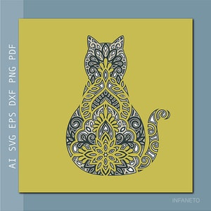 Cat SVG Paper cut file Multilayered mandala 3D Model Cricut machine svg Layered cut files DIY project Silhouette Glowforge Cutting file