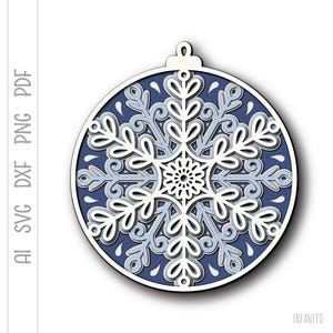 Weihnachtsverzierung SVG, Papierschnittdatei mit mehreren Schichten, Laser schneidbare Dateien, Cricut Design, Silhouette-Projekt, 3D-Modell, Papierschnittvorlage