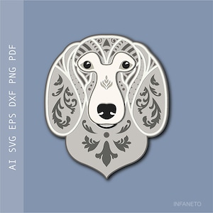3D Dog SVG, Laser Cut File, Layered svg, Vector Template, Cricut Silhouette Glowforge, Digital File, DIY Project, Papercut svg, Craft svg