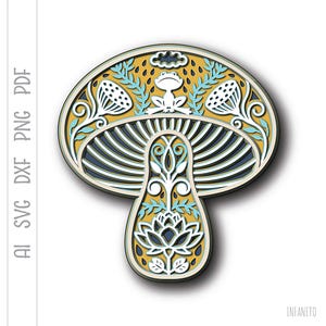Mushroom svg, Laser Cut File, Multilayered Template, Cricut svg, Paper Cut Digital File, 3D Vector, Kids Room Decor, Forest svg, Layer svg