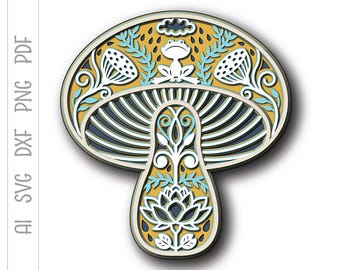 Mushroom SVG: Multilayered Laser Cut File, Kids Decor (Digital File)