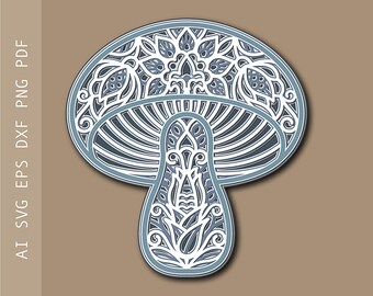 Layered Mushroom SVG: Mandala Cut File, Cricut/Laser Template (Digital Download)