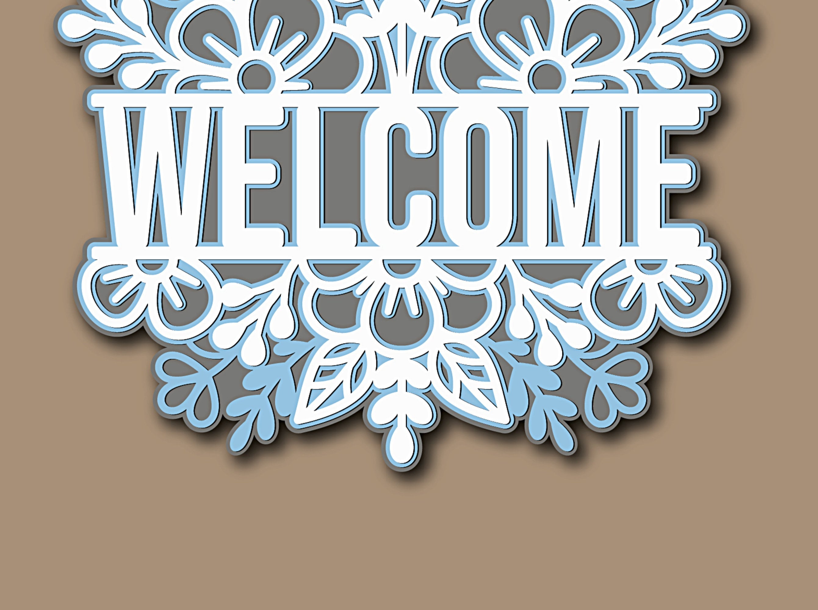 Welcome Sign SVG Layered Cut Files Flower Svg Cricut File Svg - Etsy