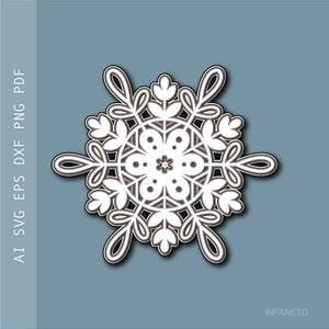 Layered Snowflake SVG: 3D Christmas Decor Cut File (Digital Download)