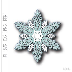 Schneeflocke SVG, Multilayered Cut File, Cricut svg, 3D Vektordatei, Laser Cut, Digitale Vorlagen Download, DIY Weihnachtsdekor