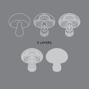 Multilayer Mushroom SVG, Paper Cut File, Layered Template, Cricut SVG, Mandala SVG, Laser Cut Digital File, Vector SVG, Silhouette SVG file.

This image is a layered SVG containing 5 (five) different layers, that you can place one on top of the other.

Digital files are created for cutting machines.