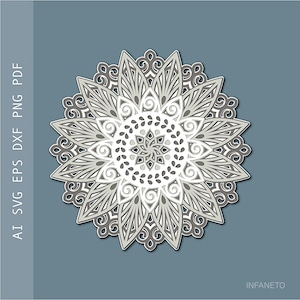 Multilayer Snowflake Mandala SVG: 3D Paper Cut File (Digital Download)