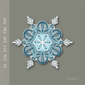 Multilayered Snowflake SVG, Laser Cut File, 3D Model, Layered svg for Cricut, Silhouette Glowforge, Cutting File, Vector Template, Xmas svg