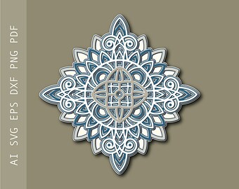 Layered Snowflake Mandala SVG: 3D Paper Cut File (Digital Download)
