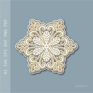Schneeflocke SVG, Multilayer-Svg, Schneidedatei, Weihnachtswand-Dekor, 3D-Datei, Cricut Silhouette Glowforge, Laser Cut svg, Vektorkunst