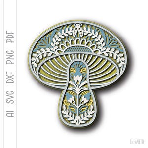 Multilayer Mushroom SVG, Paper Cut File, Layered Template, Cricut SVG, Mandala SVG, Laser Cut Digital File, Vector SVG, Silhouette SVG file.

This image is a layered SVG containing 5 (five) different layers, that you can place one on top of the other.

Digital files are created for cutting machines.