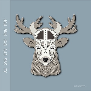 3D Celtic Deer SVG: Layered Mandala Cut File (Digital Download)