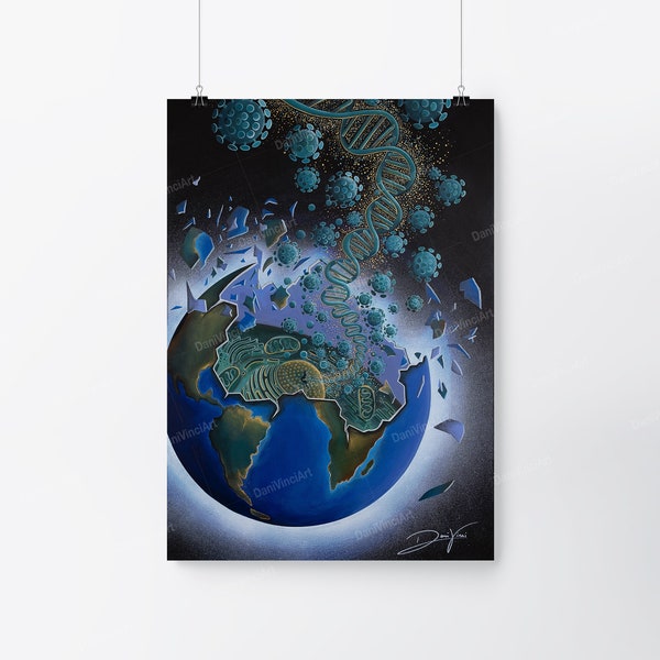 Geïnfecteerde planeet | Danivinci | Poster van hoge kwaliteit (kunstdruk)