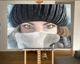 Originales Acryl Gemälde - Winter Eyes van DaniVinci