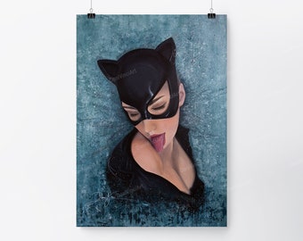 Cat Woman sensuale / Danivinci / Poster di alta qualità (stampa artistica)