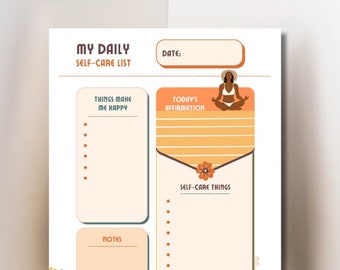 My Daily Self Care Checklist Notepad