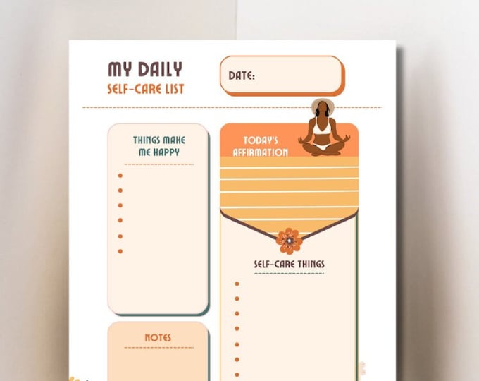 My Daily Self Care Checklist Notepad