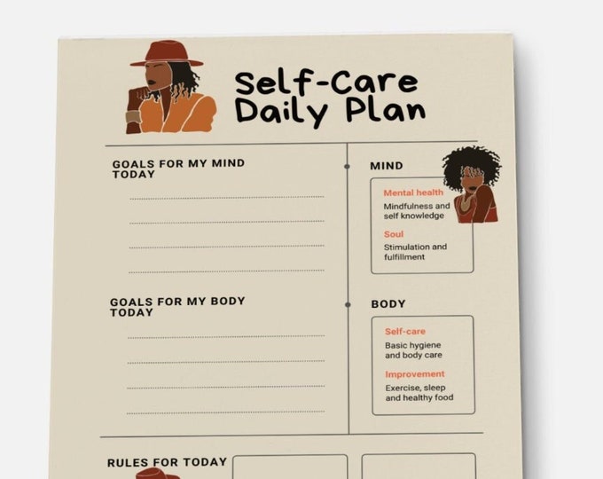Self Care Daily Plan Notepad