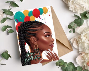 Happy Birthday Braids Greeting Card
