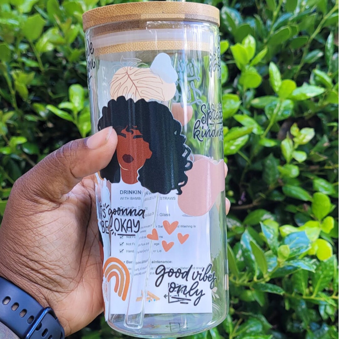 Self Love Glass Cup Affirmation Tumbler Words of Affirmations Girl Cups