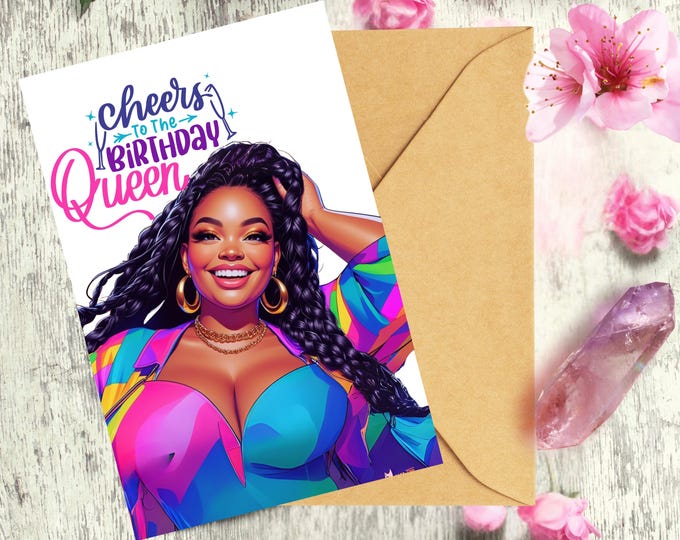 Featured listing image: Cheers Birthday Queen Greeting Card