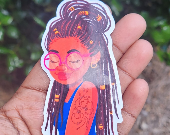 Loc'd and Glasses Girl Sticker