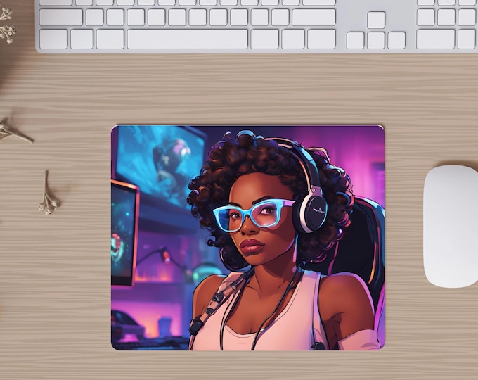 Black Gamer Girl Mousepad